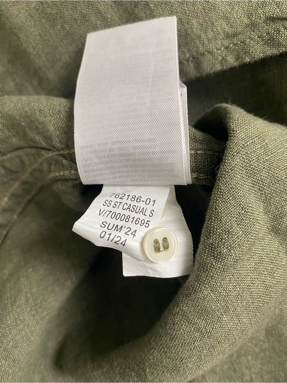 Banana Republic Linen Standard Fit Short Sleeve Button Front Shirt | Olive Green - Picture 14 of 16